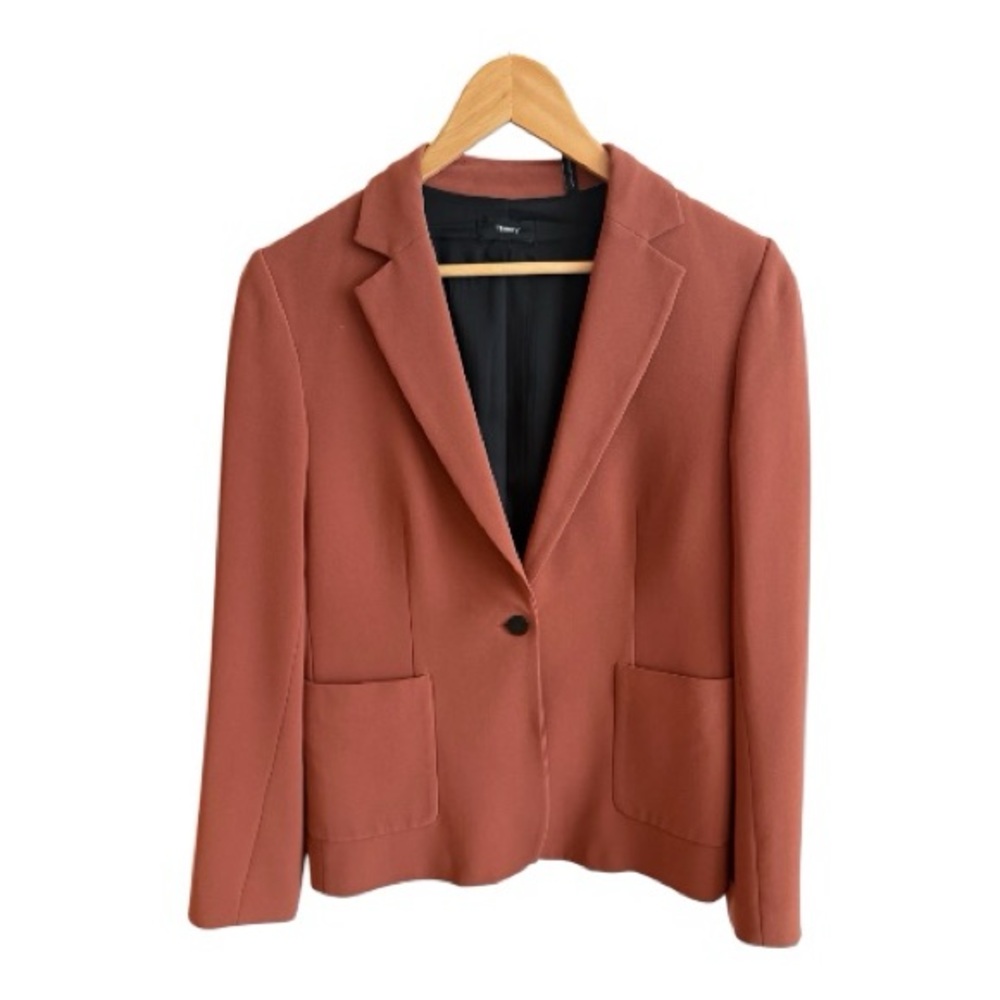 Theory Gabrielle Modern Crepe Blazer, One Button, rust/terracotta color, Size 6